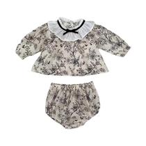 Roupa Floral De Verão Para Meninas, Laço, Gola Peter Pan, Camisa, Shorts, Conjunto De Princesa, 2 Roupa Floral De Verão Para Meninas, Laço, Gola Peter Pan, Camisa, Shorts, Conjunto De Princesa, 2