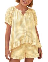 Roupa Flygo Girls Xadrez de 2 peças de algodão guingão de 5 a 14 anos
