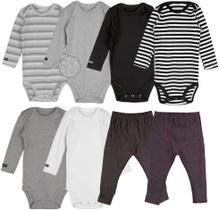 Roupa Frio Bebê Conjunto Kit Body Manga Longa e Calça Neutro Minimalista Minino Menina
