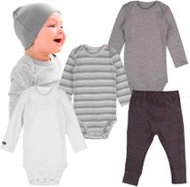 Roupa Frio Bebê Conjunto Kit Body Manga Longa e Calça Neutro Minimalista Minino Menina