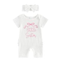 Roupa FYBITBO Little Sister Newborn Baby Girl Romper e bandana