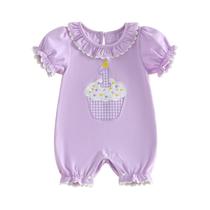 Roupa GOOCHEER First Birthday Baby Girl 1 Cake Romper Purple Roupa GOOCHEER First Birthday Baby Girl 1 Cake Romper Purple
