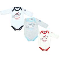 Roupa Infantil Bebê Body Manga Longa Travel Experts - Bicho Molhado - kit 3 peças -estampado - cinza - branco - creme - menino Roupa Infantil Bebê Body Manga Longa Travel Experts - Bicho Molhado - kit 3 peças -estampado - cinza - branco - creme - menino