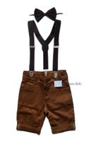 Roupa Infantil Bermuda Short Jeans com Suspensório Colorido Bebê Estiloso Menino