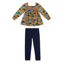 Roupa Infantil Blusa Estampada Mangas Bufantes Calça Legging Básica Inverno Estiloso Confortável Roupa Infantil Blusa Estampada Mangas Bufantes Calça Legging Básica Inverno Estiloso Confortável