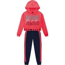 Roupa Infantil Blusa Manga Longa com Capuz Calça Estilosa Conjunto Rosa Florescente Work Kyly Top Roupa Infantil Blusa Manga Longa com Capuz Calça Estilosa Conjunto Rosa Florescente Work Kyly Top