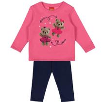 Roupa Infantil Blusa Manga Longa Estampada e Calça Conjunto Moletom Kyly Moda Inverno Confortável