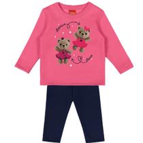 Roupa Infantil Blusa Manga Longa Estampada e Calça Conjunto Moletom Kyly Moda Inverno Confortável