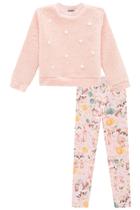 Roupa Infantil Blusa Pelo Calça Legging Conjunto Simples Inverno Manga Longa Bonito Feminino Kukie