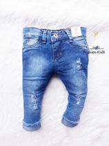 Roupa Infantil Calça Jeans Destroyed Rasgada Bebê Menina