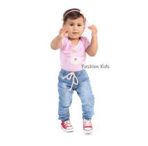 Roupa Infantil Calça Jogger Jeans Menina Bebê Linda