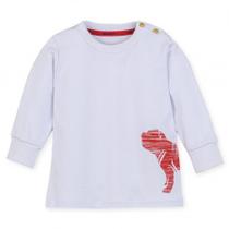 Roupa Infantil Camiseta Charpey Logo Manga Longa Branca Estilosa e Confortável