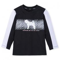 Roupa Infantil Camiseta Suedine Preto/Branco Cachorro Com Escrito no Centro Estilosa e Confortável Roupa Infantil Camiseta Suedine Preto/Branco Cachorro Com Escrito no Centro Estilosa e Confortável