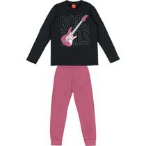 Roupa Infantil Conjunto Feminino Kyly Blusa Manga Longa Calça Moletom Peluciado Meia Estação