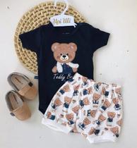 Roupa Infantil Conjunto Menino Upi Uli Body Short Estampado Ursinhos Leve Conforto Moda Verão
