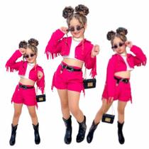 Roupa infantil de Menina pink 3 Peças Ana Castela Boiadeira festa Aniversario rodeio fantasia