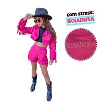 Roupa infantil de Menina pink 3 Peças Ana Castela Boiadeira festa Aniversario rodeio fantasia