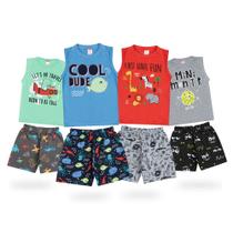 Roupa Infantil de Verão Kit 4 Conjuntos de Menino Tam. 1/2/3/4/6/8 Anos