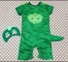 Roupa Infantil Fantasia Aniversário Pj Masks Lagartixo com máscara