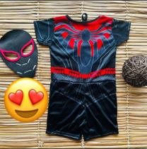 Roupa Infantil Fantasia Festa Aniversário Homem Aranha Preto