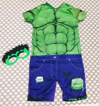 Roupa Infantil Fantasia Festa Aniversário Hulk com Máscara
