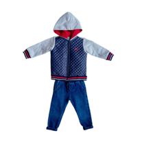 Roupa Infantil Jaqueta Moletom Zíper e Capuz Quentinha Conjunto Calça Jeans Estiloso Moda Inverno Roupa Infantil Jaqueta Moletom Zíper e Capuz Quentinha Conjunto Calça Jeans Estiloso Moda Inverno
