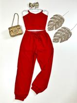 Roupa Infantil Juvenil Cropped E Calça Jogger Viscolinho Moda Mini Diva