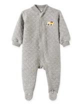 Roupa Infantil Macacão Macaquinho Cinza Detalhe Trator Bebê Menino Macio Manga Longa Pingo Lelê