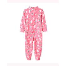 Roupa Infantil Macacão Macaquinho Pijama Longo Comprido Com Botão Lhama Pingo Lele Rosa