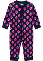 Roupa Infantil Macacão Manga Longa Pijama Estampa Morangos Quentinho Confortável Tendência Kyly
