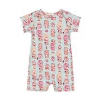 Roupa Infantil Macaquinho Bebê Menina Estampa Sorvete Manga Curta Abertura Botões Pressão Up Baby