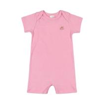 Roupa Infantil Macaquinho Romper Rosa Básico Up Baby Manga Curta Suedine Abertura Botões de Pressão