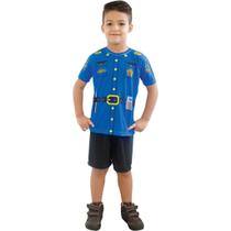 Roupa Infantil Masculina Fantasia Para Festa Carnaval Tema Policial