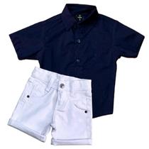 Roupa Infantil Masculino Camisa Social + Bermuda Sarja