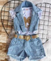 Roupa infantil menina blogueirinha Luxo Jaqueta 4 peças Tam 2 A 8 ANOS