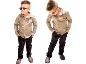 Roupa Infantil Social Masc Calça Jeans preta + Camisa Social