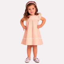 Roupa Infantil Vestido Milon Rose Tecido Manga Curta Detalhado Modelo Menina Despojado Estiloso Roupa Infantil Vestido Milon Rose Tecido Manga Curta Detalhado Modelo Menina Despojado Estiloso