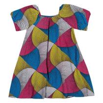 Roupa Infantil Vestido Nanai Manga Curta Colorido em Viscose Estiloso e Confortável