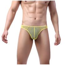 Roupa interior sexy masculina cueca de malha respirável cintura média homens lazer esportes
