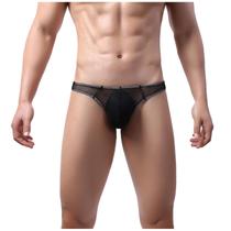 Roupa interior sexy masculina cueca de malha respirável cintura média homens lazer esportes