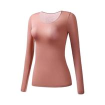 Roupa Interior Térmica De Manga Comprida Feminina Superior Fino Outono Inverno Pele-como Ajuste L-XL