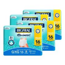 Roupa Íntima Bigfral Moviment Adulto Tamanho G/XG - 4 Pacotes com 16 Fraldas - Total 64 Tiras