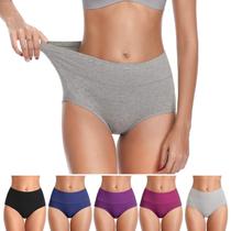 Roupa íntima de algodão ASIMOON, calcinha de cintura alta para controle de barriga