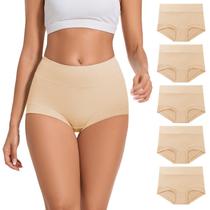 Roupa íntima de algodão feminina ALLBASE de cintura alta, pacote com 5