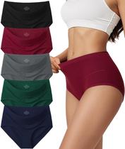 Roupa íntima de algodão Vevmon de cintura alta para mulheres, pacote com 5 Roupa íntima de algodão Vevmon de cintura alta para mulheres, pacote com 5
