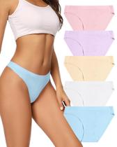 Roupa íntima de biquíni voenxe feminina sem costura respirável, pacote com 5 Roupa íntima de biquíni voenxe feminina sem costura respirável, pacote com 5