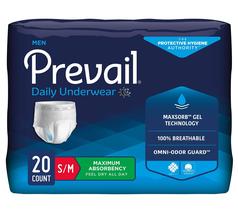 Roupa íntima de proteção masculina Prevain Max Absorbency S/M 20ct
