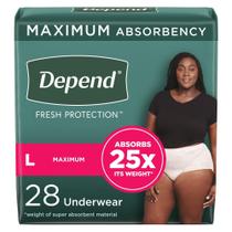 Roupa íntima descartável Depend Fresh Protection Large 28 Ct