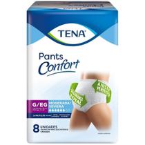 Roupa Íntima Descartável Tena Pants Confort Tamanho G/EG - 8 Pacotes com 8 Tiras