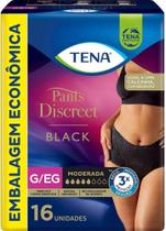 Roupa Íntima Descartável Tena Pants Discreet Feminino G/EG Preta Absorção Moderada 16 unidades